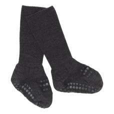 Rutschfeste Socken wolle, Größe 17-19 (6-12 Monate) - Dunkelgrau melange