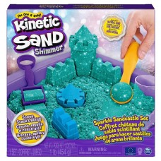 Kinetic Sand, Sparkle Sandburg-Set – Blaugrün