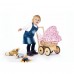 Puppenwagen mit Weidenkorb und Bettwäscheset, Mona - Buche Korbweide, rosa