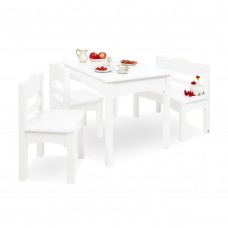 Kindertisch, Bank und Stuhl gesetzt, Martha - Weiß lackiertes Holz