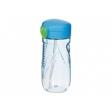 Trinkflasche mit Strohhalm, blau